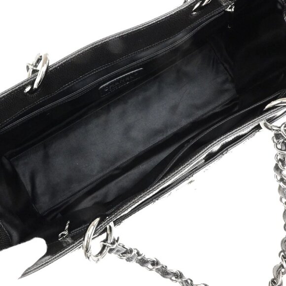 CHANEL Logo 2.55 Chain Shoulder Bag Grained Patent Leather Black SHW - Picture 10 of 16